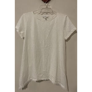 Morgan Taylor Womens Medium White Short-Sleeved Cotton Tunic Style Blouse! A5251